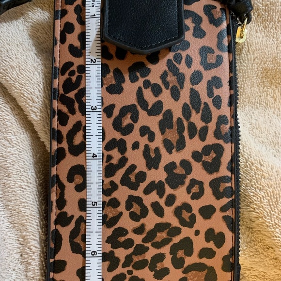 Leopard Print Wristlet with Crossbody Strap - Picture 1 of 4